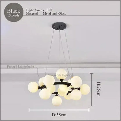 Modern gold led glass chandelier cluster pendant lamp dining room
