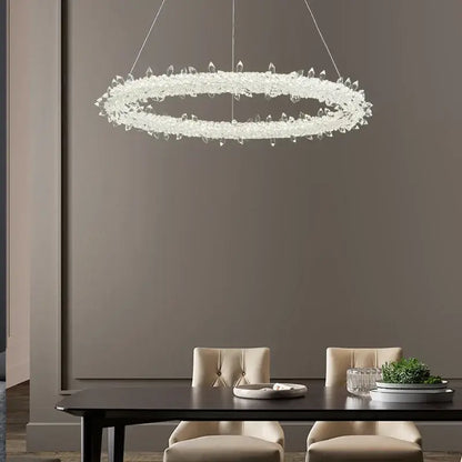 Modern white led glass crystal chandelier living room pendant light