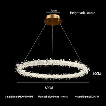 Modern white led glass crystal chandelier living room pendant light