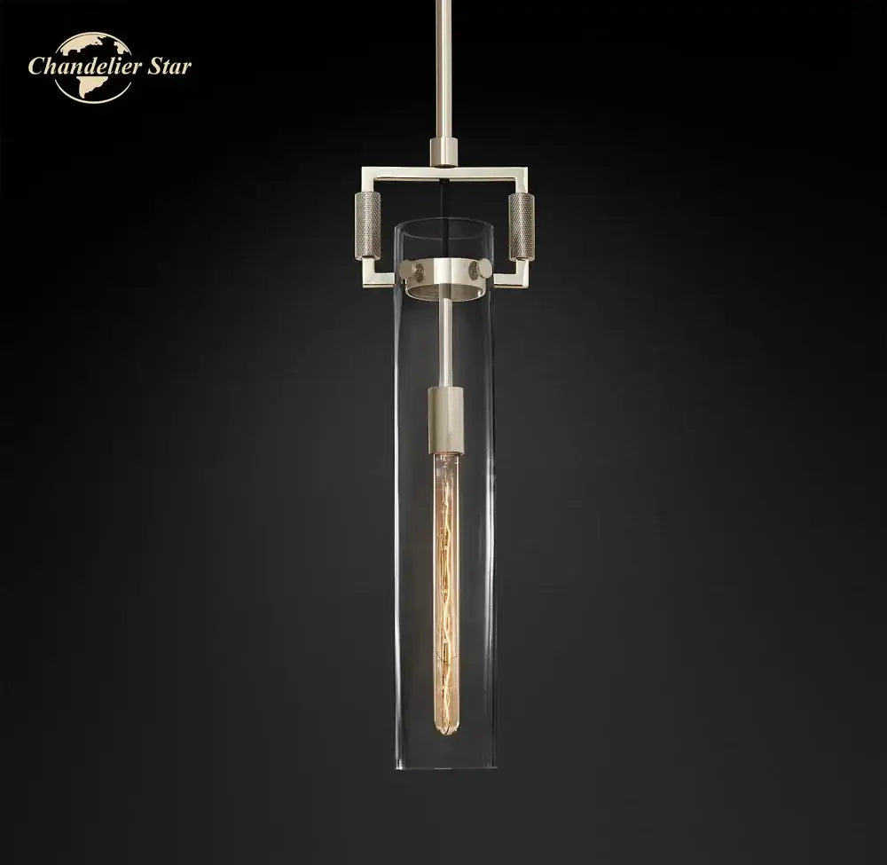 Industrial black led glass cylinder pendant lights kitchen chandelier