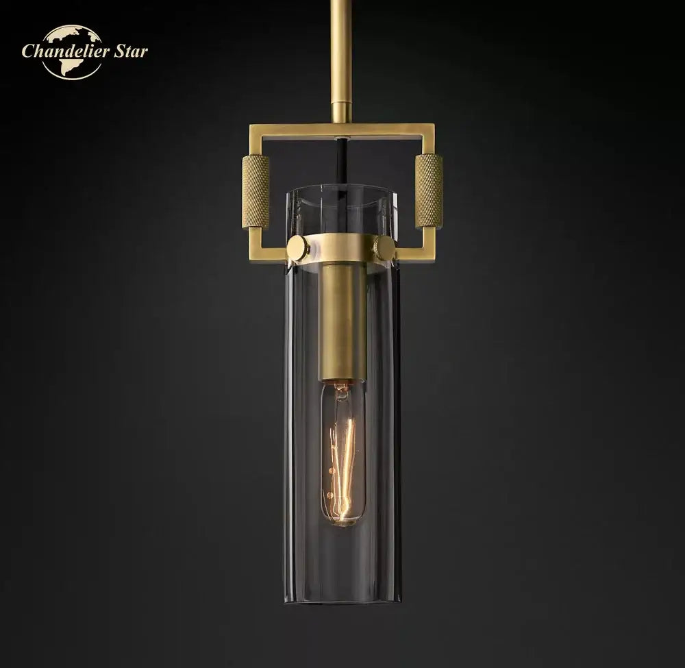 Industrial black led glass cylinder pendant lights kitchen chandelier