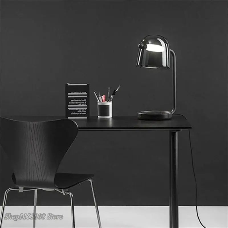 Modern curved black led glass floor lamp living room lighting