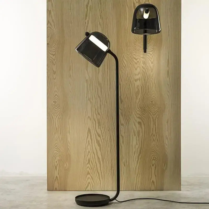 Modern curved black led glass floor lamp living room lighting