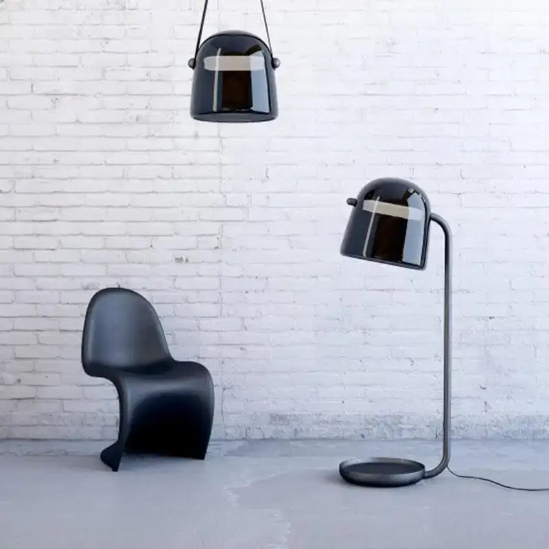 Modern curved black led glass floor lamp living room lighting