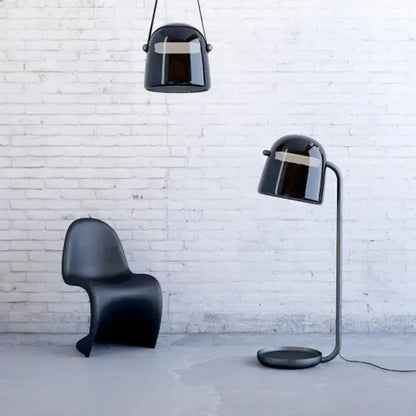 Modern curved black led glass floor lamp living room lighting