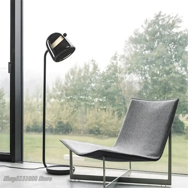 Modern curved black led glass floor lamp living room lighting