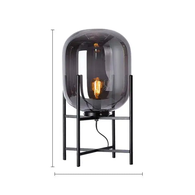 Retro amber glass floor lamp living room black metal light