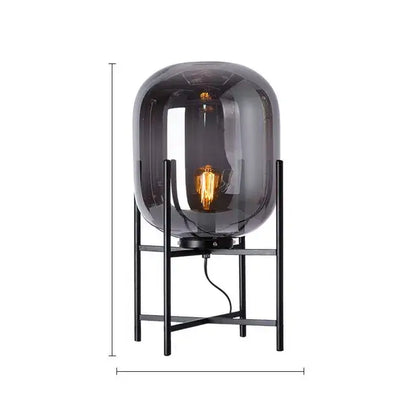 Retro amber glass floor lamp living room black metal light