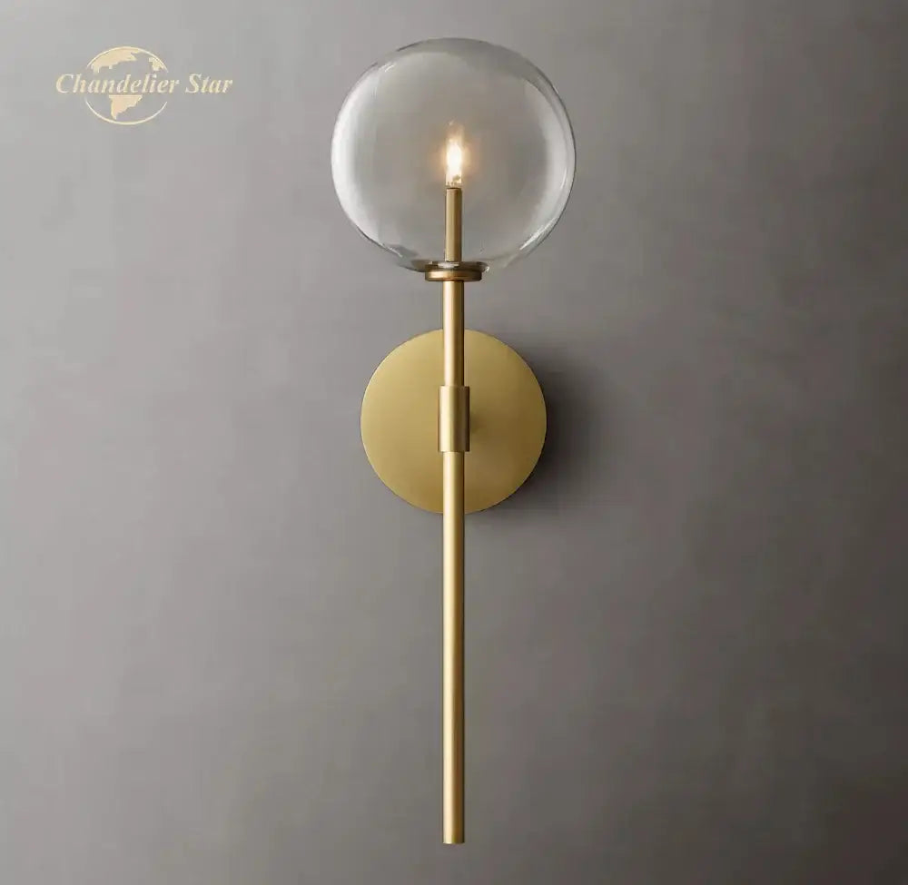 Modern black glass globe wall sconce bedroom light fixture