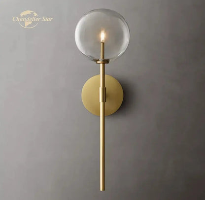 Modern black glass globe wall sconce bedroom light fixture