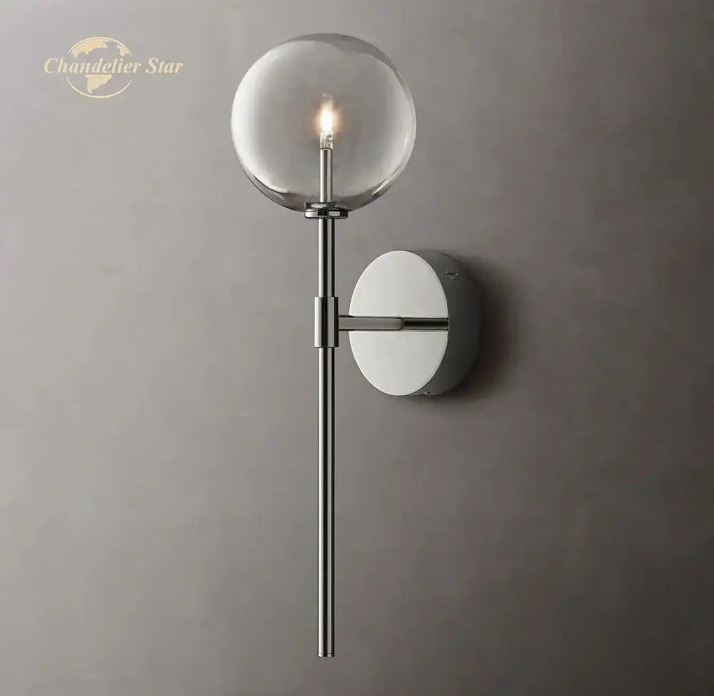 Modern black glass globe wall sconce bedroom light fixture