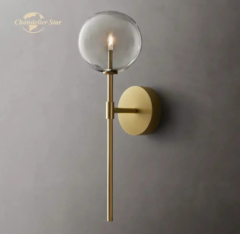 Modern black glass globe wall sconce bedroom light fixture