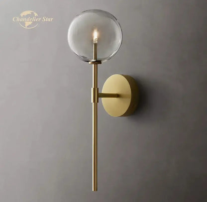 Modern black glass globe wall sconce bedroom light fixture
