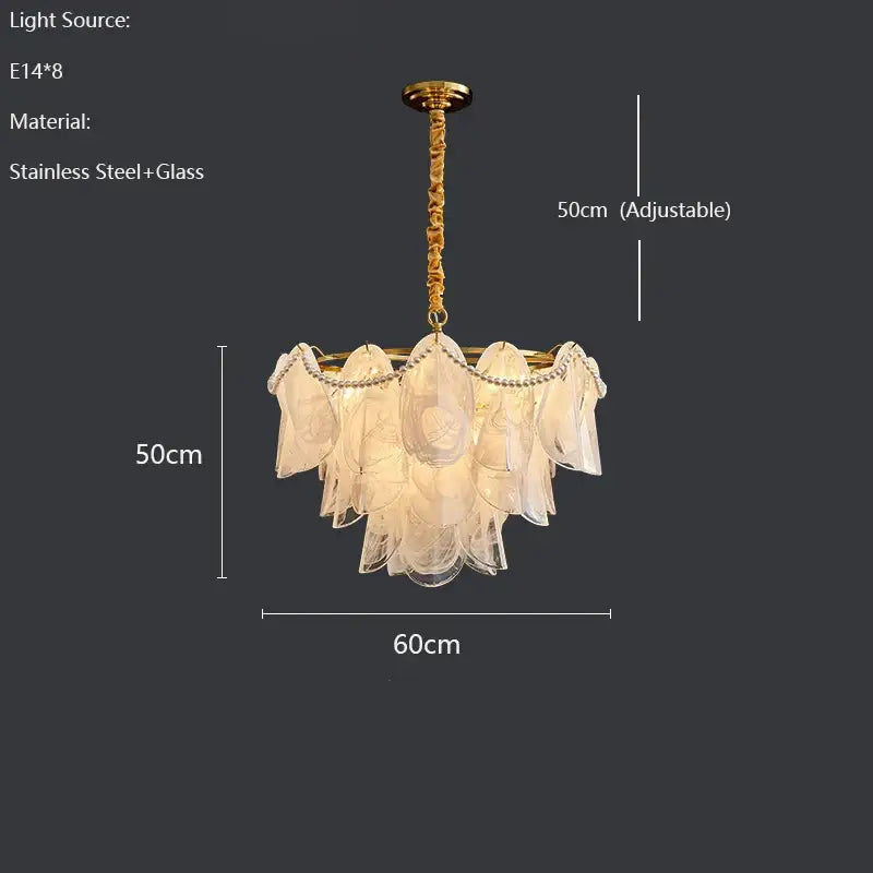 Modern gold and white glass leaf led hanging lamp dining room