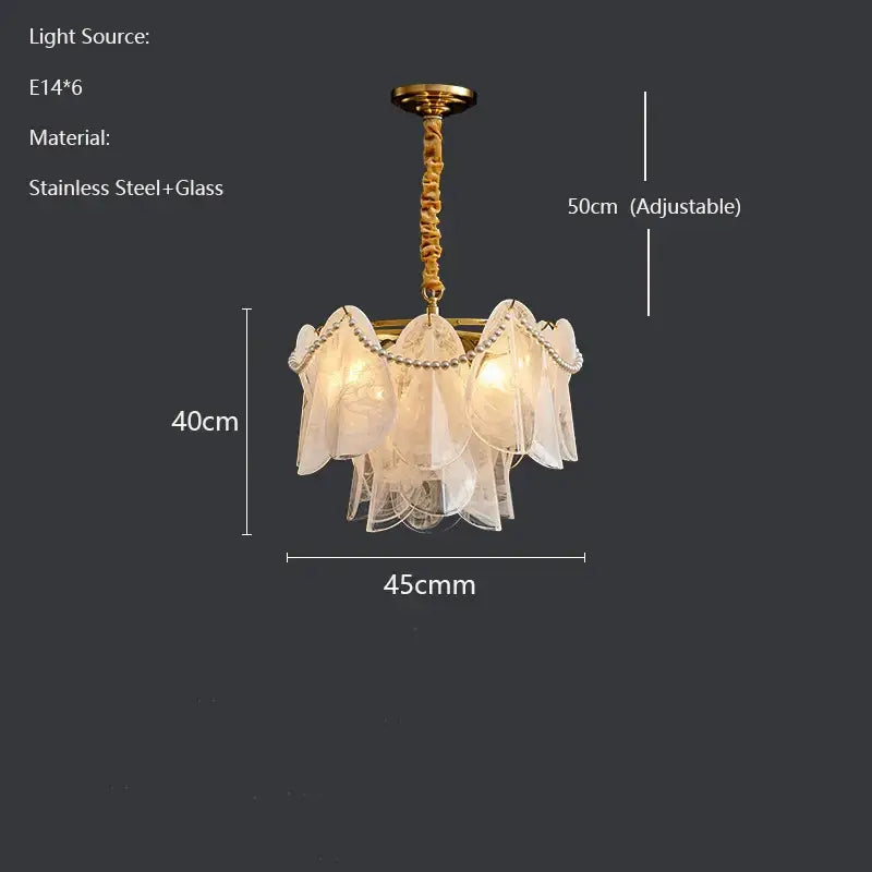 Modern gold and white glass leaf led hanging lamp dining room