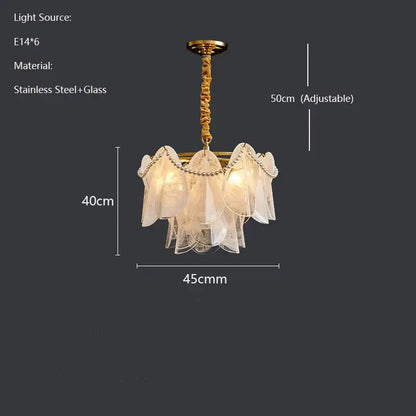 Modern gold and white glass leaf led hanging lamp dining room