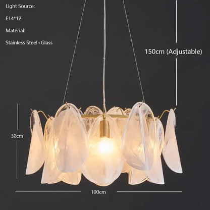 Modern gold and white glass leaf led hanging lamp dining room