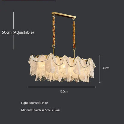 Modern gold and white glass leaf led hanging lamp dining room