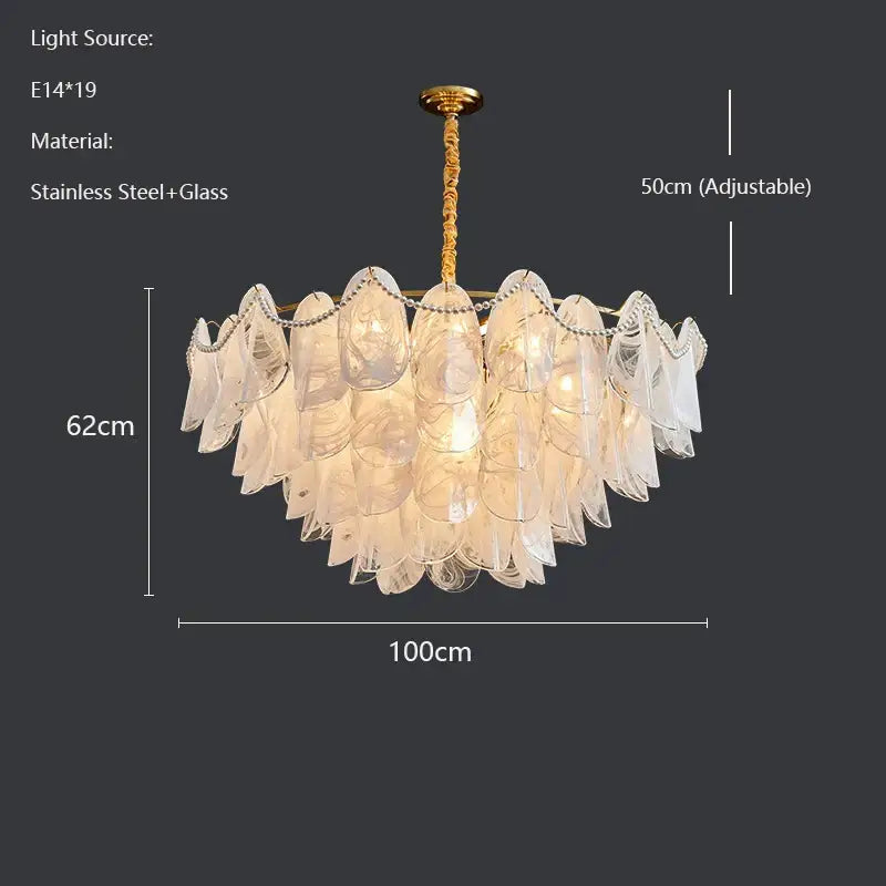 Modern gold and white glass leaf led hanging lamp dining room