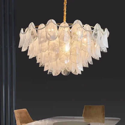 Modern gold and white glass leaf led hanging lamp dining room