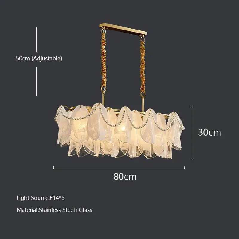 Modern gold and white glass leaf led hanging lamp dining room