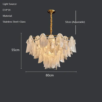 Modern gold and white glass leaf led hanging lamp dining room