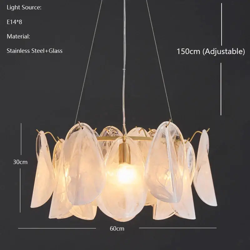 Modern gold and white glass leaf led hanging lamp dining room