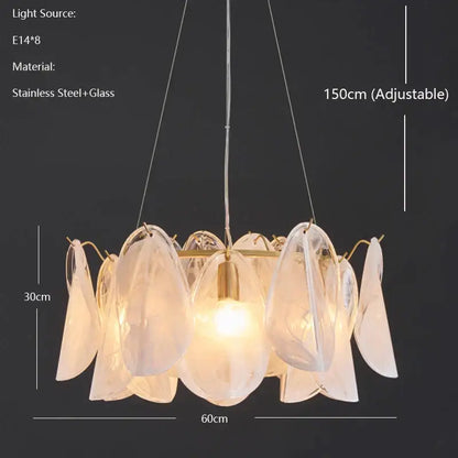 Modern gold and white glass leaf led hanging lamp dining room