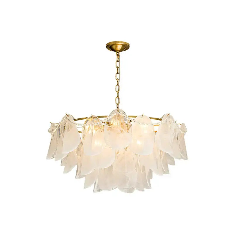 Modern gold and white glass leaf led hanging lamp dining room