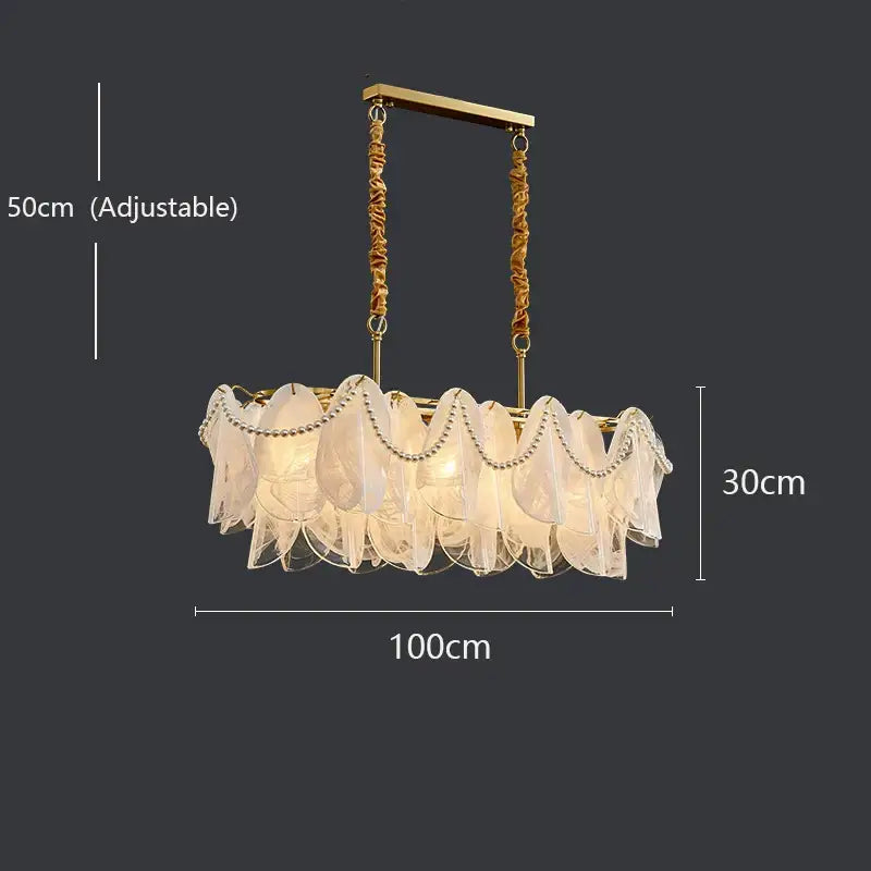 Modern gold and white glass leaf led hanging lamp dining room