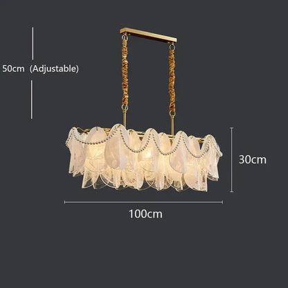 Modern gold and white glass leaf led hanging lamp dining room