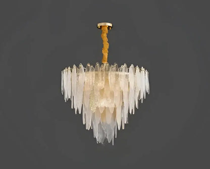 Postmodern blue & white led glass metal leaf chandelier living room