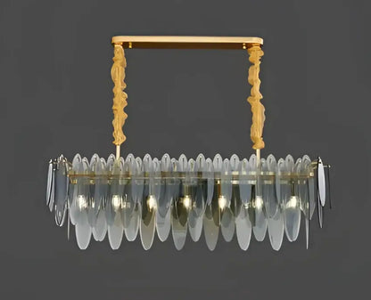 Postmodern blue & white led glass metal leaf chandelier living room