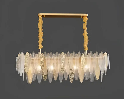 Postmodern blue & white led glass metal leaf chandelier living room