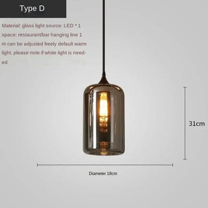 Modern black led glass pendant chandelier for kitchen dining room