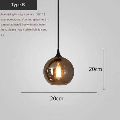 Modern black led glass pendant chandelier for kitchen dining room