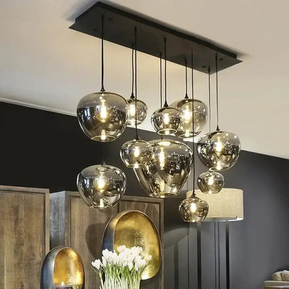 Modern black led glass pendant chandelier for kitchen dining room