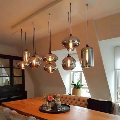 Modern black led glass pendant chandelier for kitchen dining room