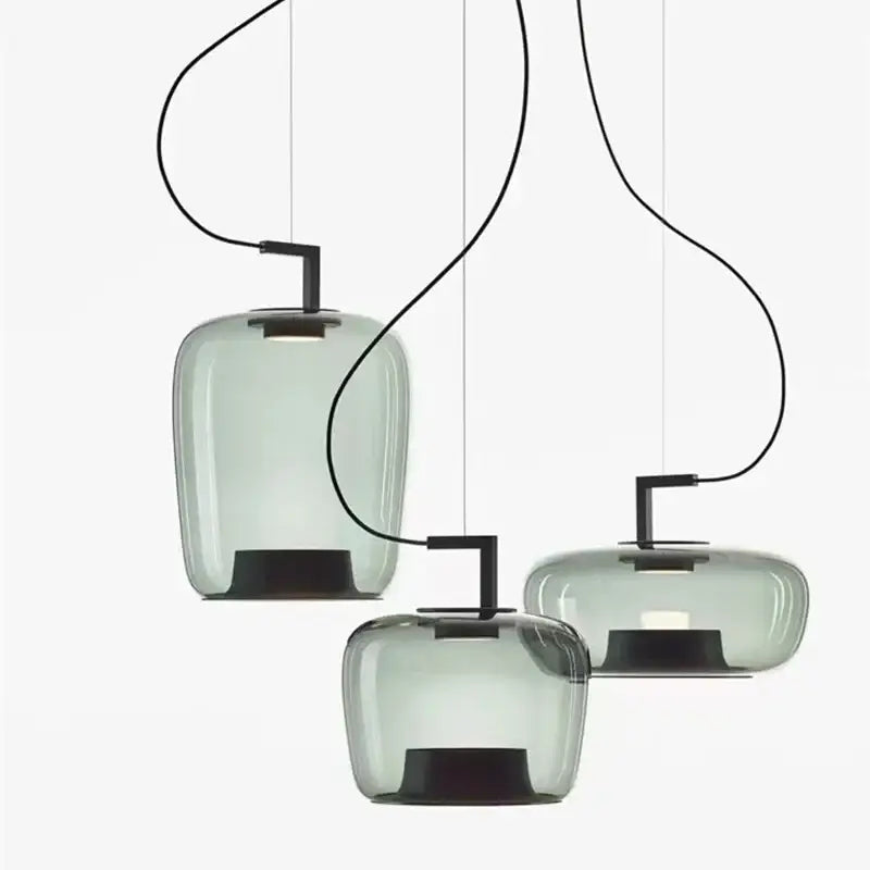Modern gray led glass pendant chandelier for kitchen dining room