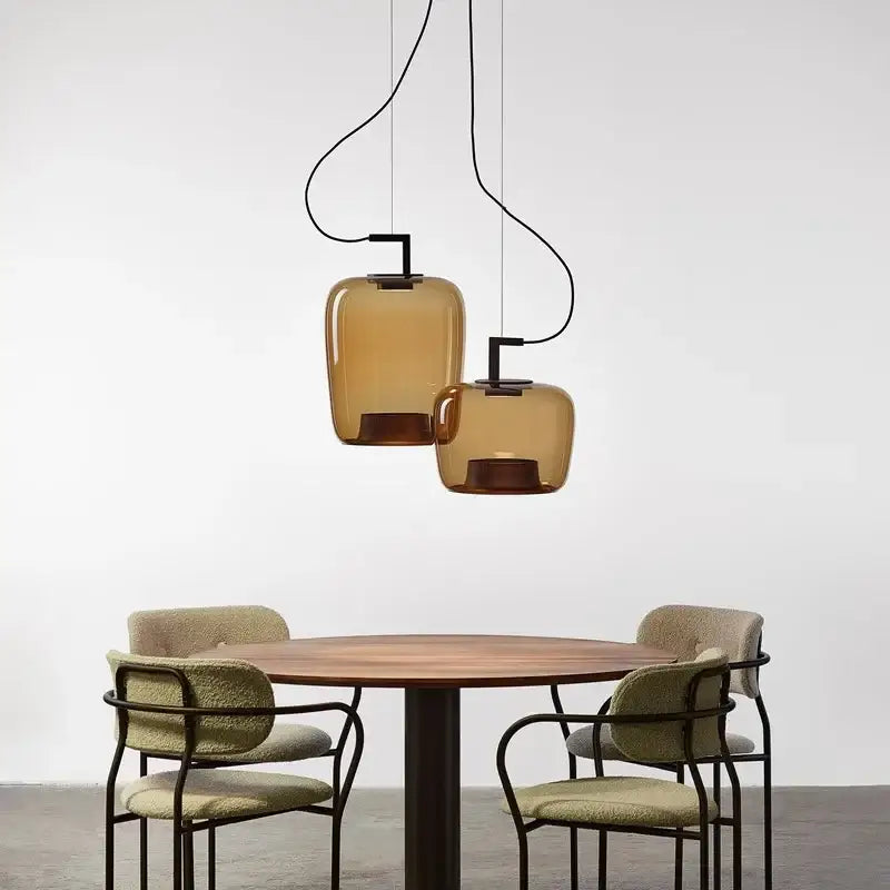 Modern gray led glass pendant chandelier for kitchen dining room