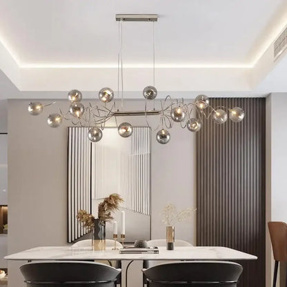 Modern chrome led glass pendant chandelier for living room