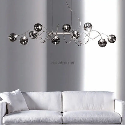 Modern chrome led glass pendant chandelier for living room
