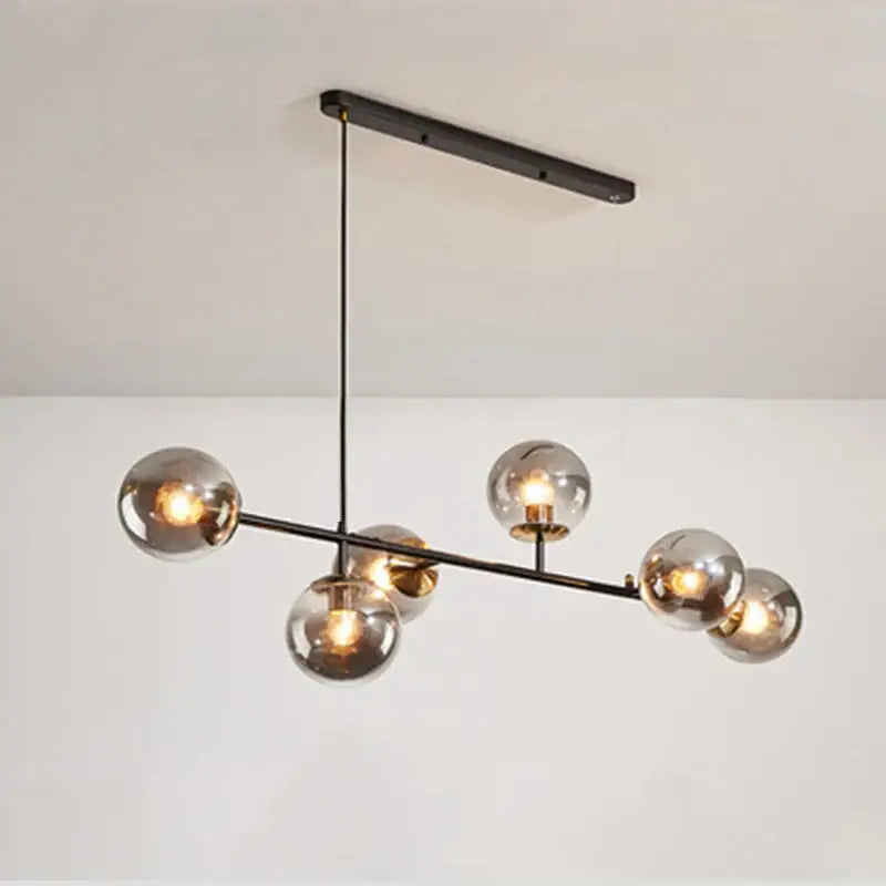 Modern brass and smoked led glass pendant chandelier dining room