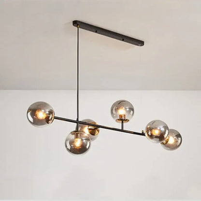 Modern brass and smoked led glass pendant chandelier dining room