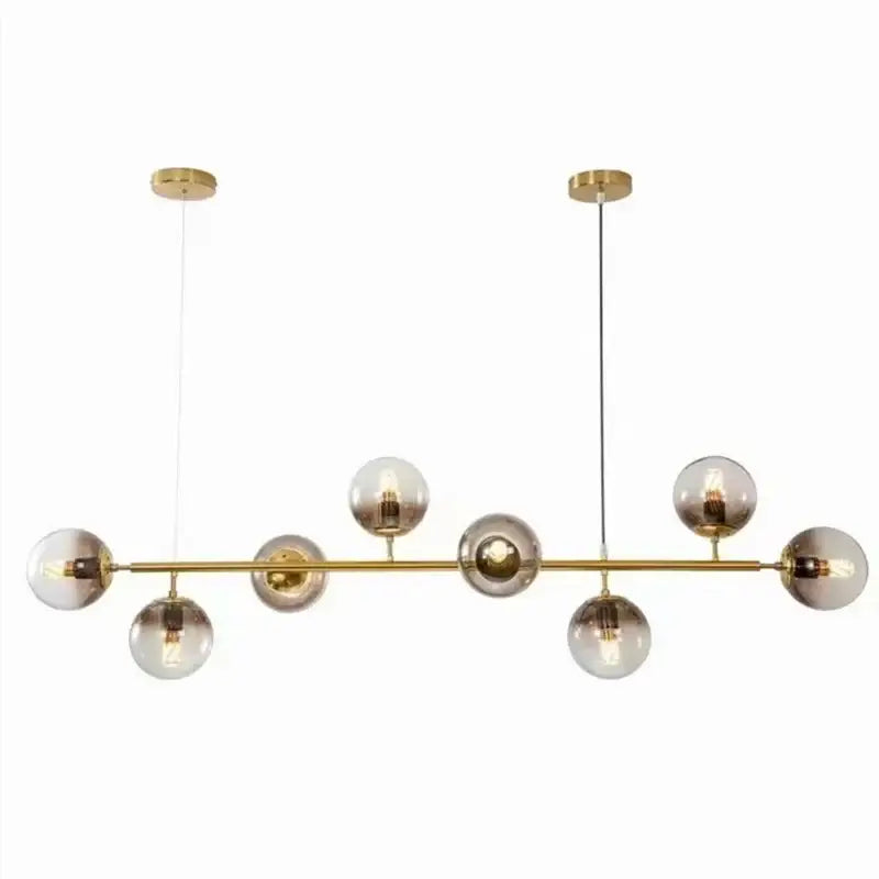 Modern brass and smoked led glass pendant chandelier dining room