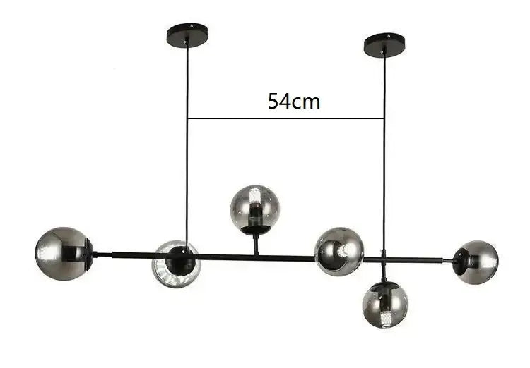 Modern brass and smoked led glass pendant chandelier dining room