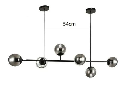 Modern brass and smoked led glass pendant chandelier dining room