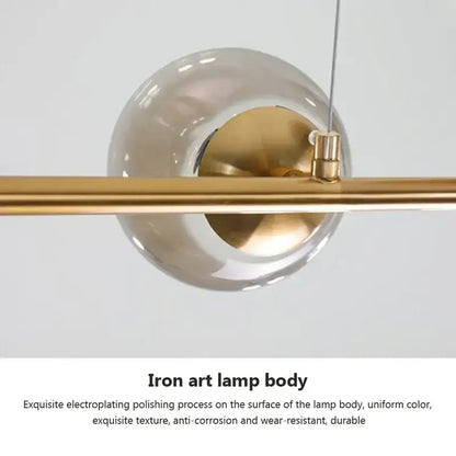 Modern brass and smoked led glass pendant chandelier dining room