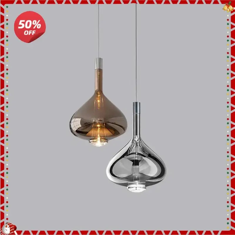 Modern amber & clear led glass pendant lamp kitchen lighting