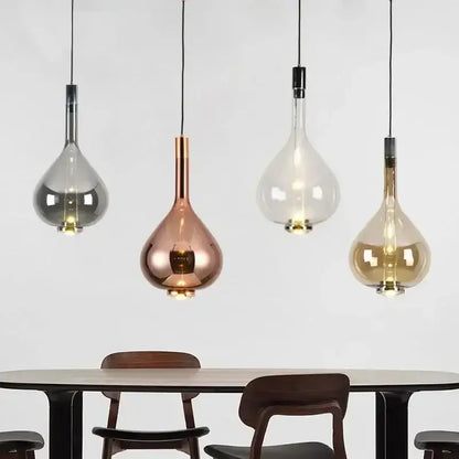 Modern amber & clear led glass pendant lamp kitchen lighting